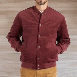 New Brixton Dillinger Bomber Jacket Mens XXL 2XL Mahogany Burgundy Quilted